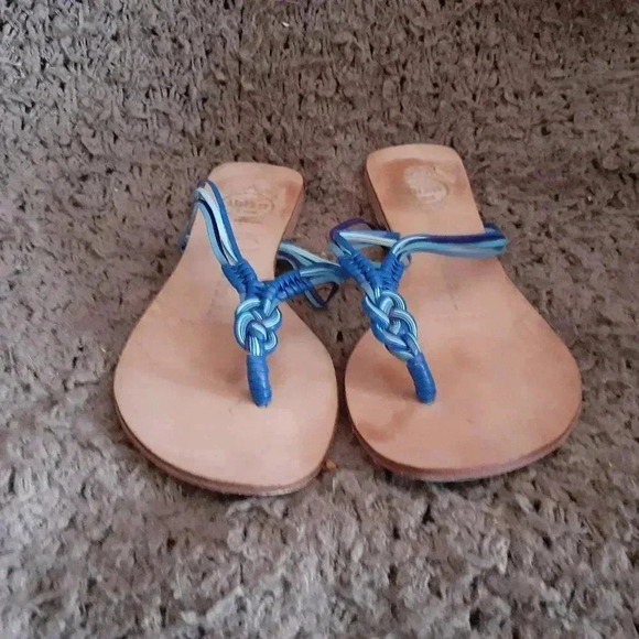 JEFFREY CAMPBELL-Braided/Woven Leather Thongs/Flip Flops-Blues-Sz 8-Excellent - Picture 3 of 7